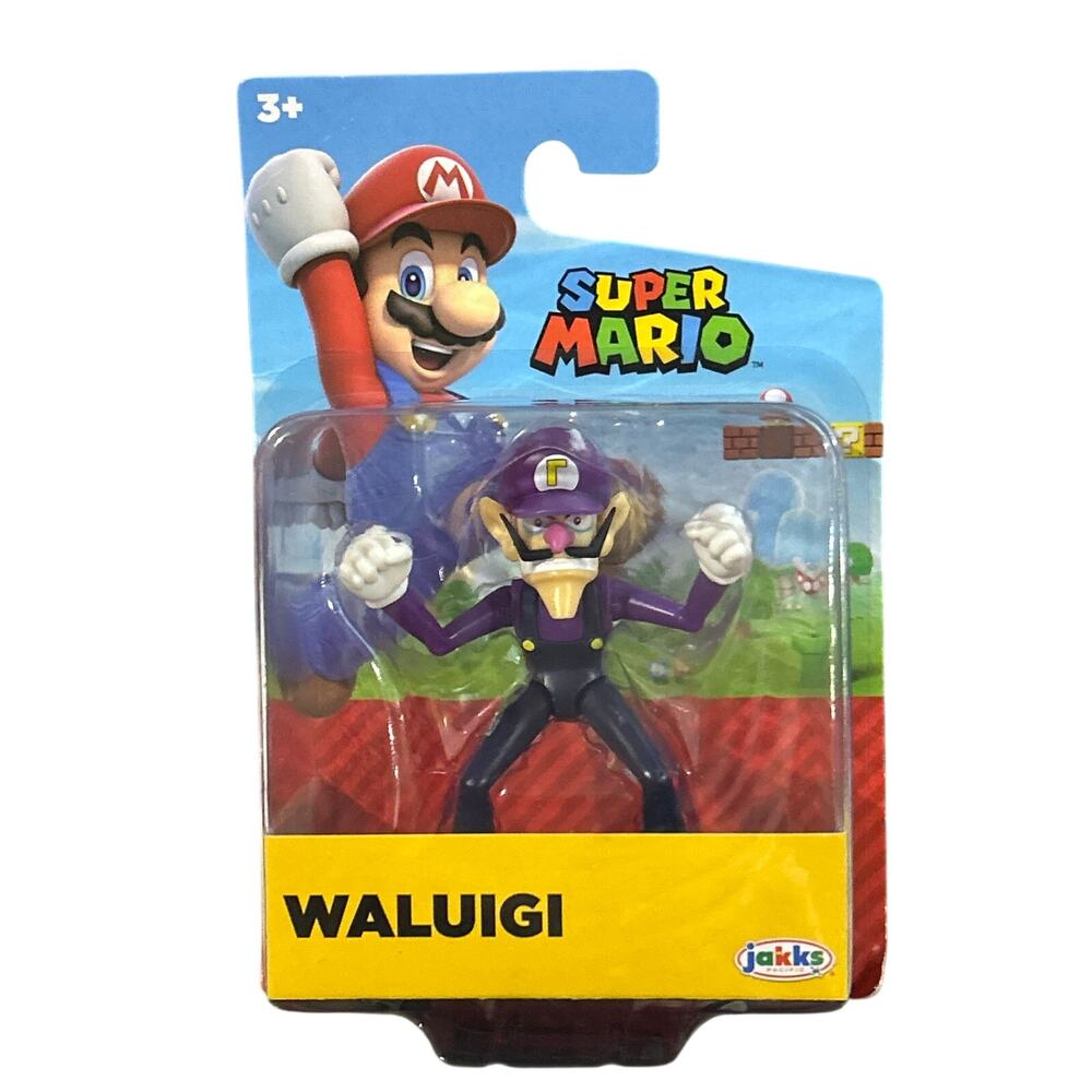 Super Mario Brothers Waluigi 2.5" Action Figure World of Nintendo SEALED